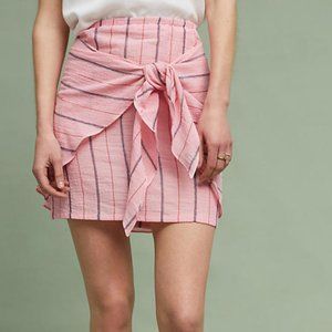 Anthropologie Striped Tie-Front Mini Skirt